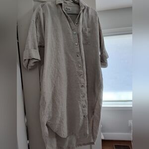 Flaex Designs shirt dress, natural flax color, on seam pockets, like new